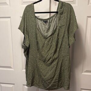 torrid Olive Floral V-Neck Wrap-Style Blouse